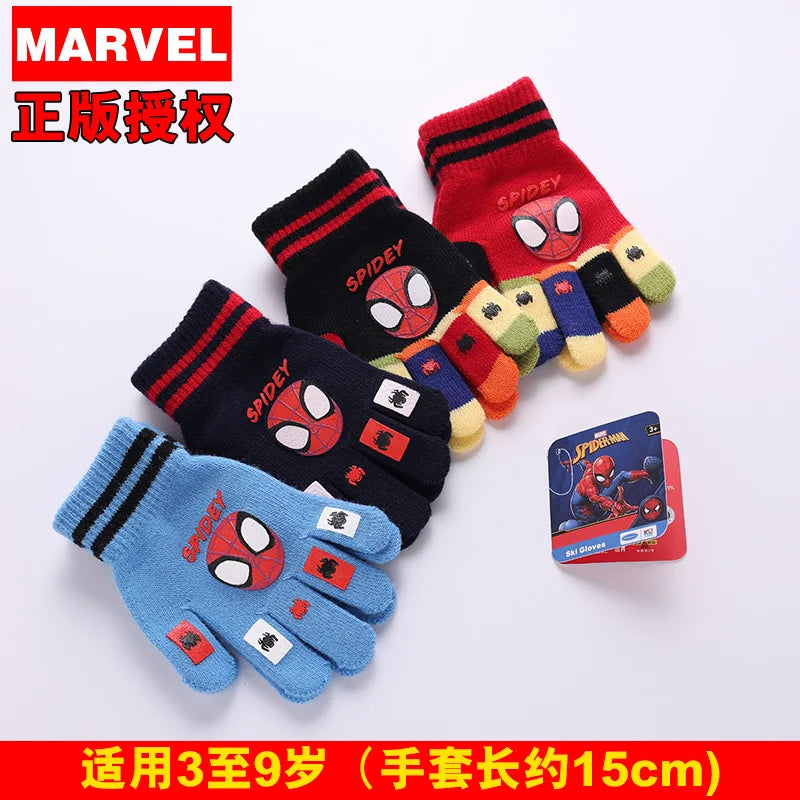 1-4PSC Marvel Gloves Adorable Anime Spider-Man Gloves Children's Warm Knitted Gloves Ladies' Birthday Gift Outdoor Winter Gift f