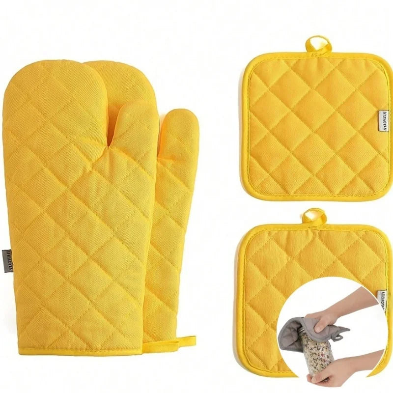 4-piece set of oven gloves with high heat resistance, thick kitchen extension, oven gloves for kitchen baking