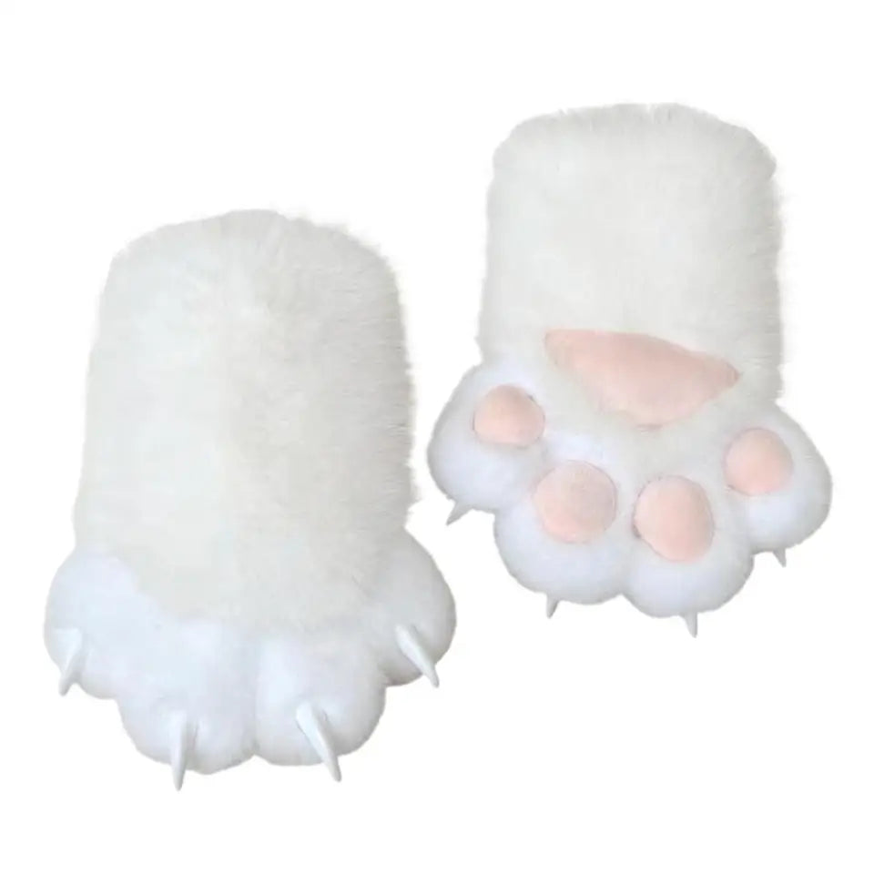 1Pair Cat scratch plush gloves Cute Cat Paw Fluffy Plush Gloves Winter Warm Soft Furry Hand Muffs Multiple Colors Cosplay Gloves