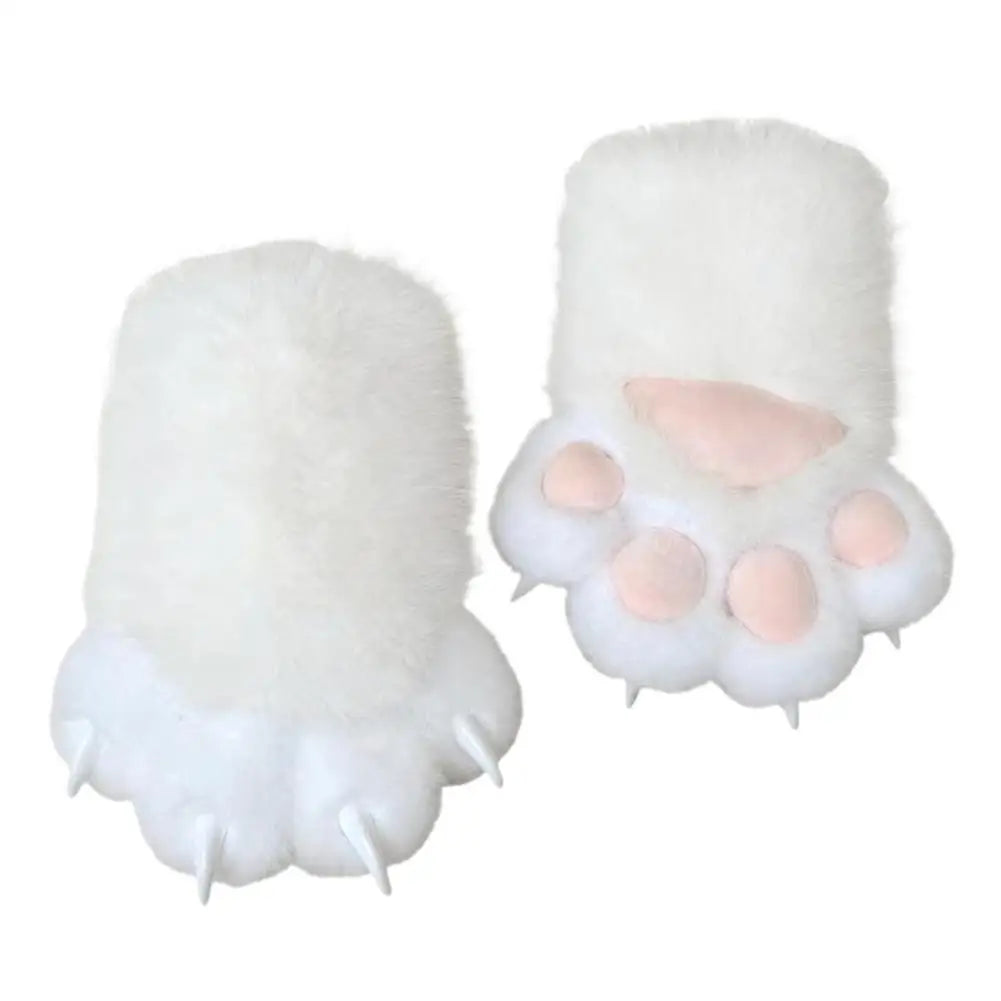1Pair Cat scratch plush gloves Cute Cat Paw Fluffy Plush Gloves Winter Warm Soft Furry Hand Muffs Multiple Colors Cosplay Gloves