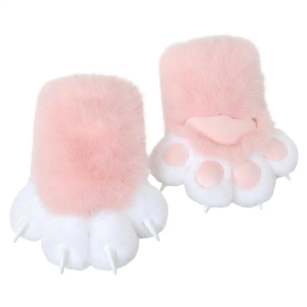 1Pair Cat scratch plush gloves Cute Cat Paw Fluffy Plush Gloves Winter Warm Soft Furry Hand Muffs Multiple Colors Cosplay Gloves